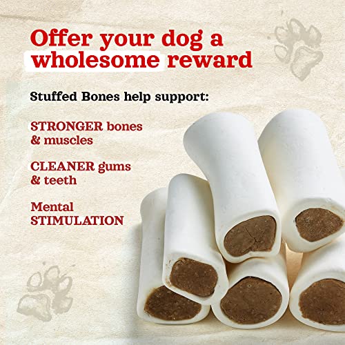 Natural Farm Filled Dog Bones, Bacon & Cheese Flavor (5-6 Inch, 3 Pack), Limited Ingredient Stuffed Dental Dog Bone Treats for Large Dogs - size: 5-6" Bacon & Cheese Flavor, 3 Count