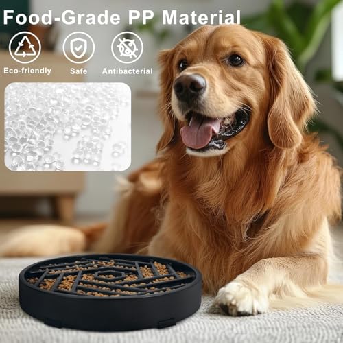 TOBYTO Slow Feeder Dog Bowls Large Medium Breed,Anti-Choking Slow Eating Dog Food Bowl,Non Slip Pet Slower Food Feeding Bowls Large Puzzle Slow Feeder Bloat Stop Maze Dog Dishes,Black - color: Black