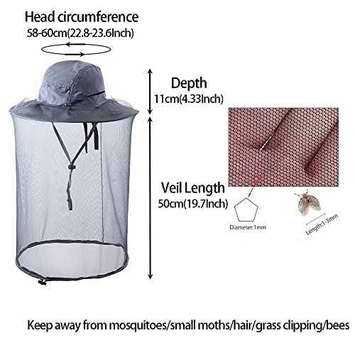 Head net hat Beekeeping Beekeeper bee Veil hat Hunting Netting mesh Hood Cap bee Keeper Catcher Halloween Costume Dark Grey - color: Dark Grey