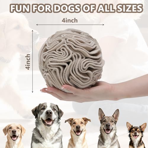 Light Brown Snuffle Ball for Dogs, Slow Feeder Mental Enrichment Toy for Small, Medium Dogs, Discreet Color Interactive Puzzle Game for Anxiety Relief & Indoor Fun, Machine Washable - color: Light Brown, size: Small