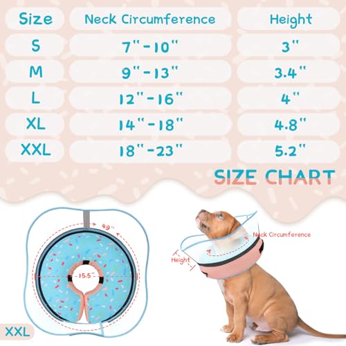 Supet Raised Inflatable Dog Cone Collar to Stop Licking, Soft Dog Cone Alternative After Surgery, Doggie Neck Donut Collar for Small Medium Large Dogs - color: Donut Light Blue, size: XXL(Neck 18.5"-23.5")