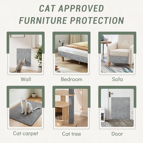 SEPAZON Cat Scratch Couch Furniture Protector, 39.3x15.8In - color: LightGrey, size: 39.3x15.8Inch