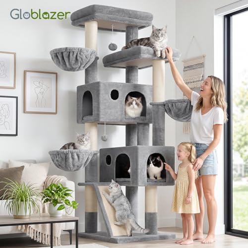 Globlazer Large Cat Tree 72in Tall Cat Climbing Tower, F72G, Light Grey - color: Light Grey
