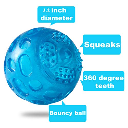 3'' Squeaky Dog Toy Balls for Lagre Medium Breed, Indestructible Dog Balls for Playing, Fetching & Retrieving, Durable Aggressive Chewers, 2 PCS Blue+Purple - color: Blue+Purple