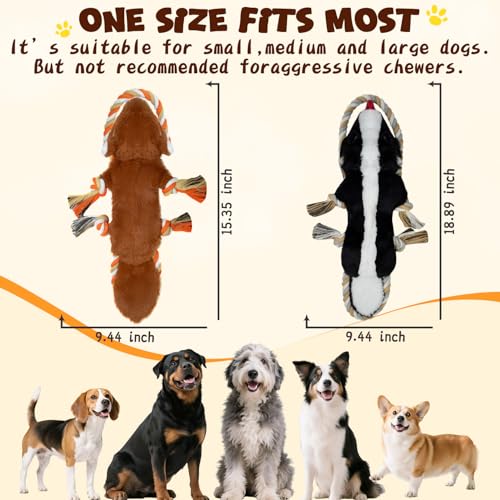 No Stuffing Rope 2-Pack Dog Toys, Chew Toys for Medium, Large Pets - color: Black, Brown