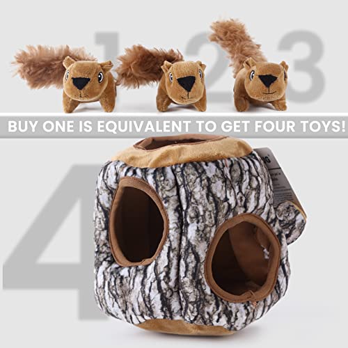 Laifug Hidden Squirrel Plush Dog Toy， Interactive Squeaky Dog Toy Hide and Seek, L - color: Squirrel, size: L