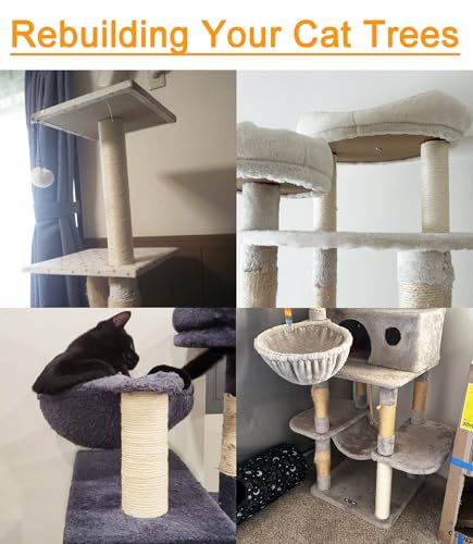 7.4cm 2.91in Diameter Cat Tree Scratching Post Replacement Sisal Pole Parts for Cat Tower (M10, 11.81in/30cm) - color: 11.81in/30cm, size: M10*2posts