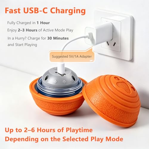 Automatic Interactive Dog Toys Ball with 4 Play Modes for Small Medium Dogs - color: Orange
