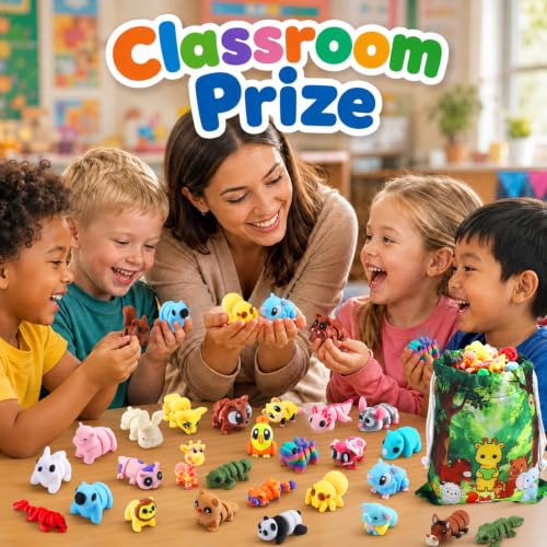 SCIONE 36 Pack 3D Printed Animals, Cute Desk Pets for Kids - style: 36-Forest Animals