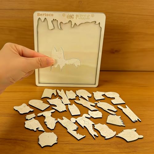 1 Pack Wooden Dog Shaped Jigsaw Puzzles, 24 pcs Wooden Animal Jigsaw Puzzles for Adults, Unique Puppies Puzzle Gifts for Dog Lover, Christmas Home Décor