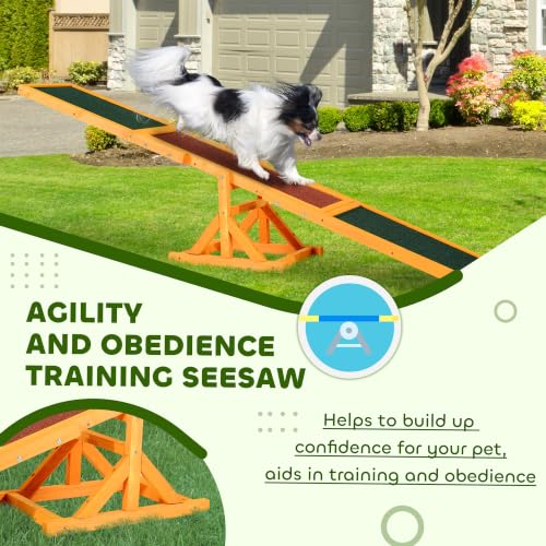 PawHut Wooden Dog Agility Seesaw for Exercise71 L x 12" W x 12" H Natural - color: Natural Wood, size: 70.75" x 11.75" x 11.75"