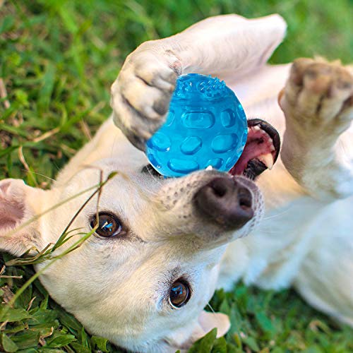 3'' Squeaky Dog Toy Balls for Lagre Medium Breed, Indestructible Dog Balls for Playing, Fetching & Retrieving, Durable Aggressive Chewers, 2 PCS Green+Purple - color: Green+Purple