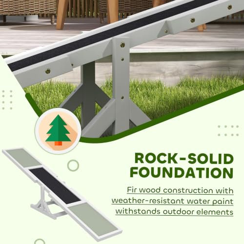 PawHut Wooden Dog Agility Seesaw for Exercise 71" L x 12" W x 12" H White - color: White, size: 70.75" x 11.75" x 11.75"