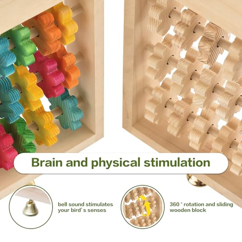 2Pcs Bird Toys, Wooden Swing Chewing Puzzle Climbing Hanging Block Toy