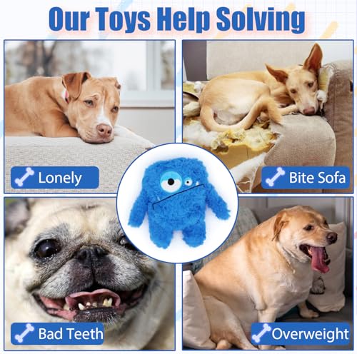 Monster Stuffed Squeaky Dog Toy, Crinkle Dog Plush Toy, Blue - color: Blue