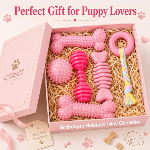 Puppy Toys, 6 Pack Dog Chew Toys, Teething Toys for Small Dogs, Pink - color: Pink, size: Small（6Pack）