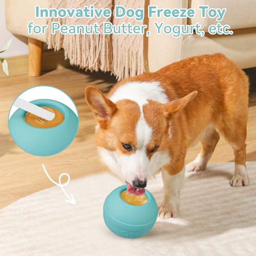 Long-Lasting Interactive Dog Lick Toy, Stuffable Dog Enrichment to Keep Dogs Busy, Wobbly Treat Dispensing Freezable Chew Toys, Food-Grade Safe (Teal Blue,S) - color: Teal Blue, size: S