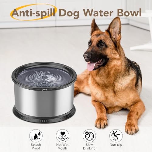 4.5L Stainless Steel Dog Water Bowl, No Spill Water Bowl for Dogs - color: Black, size: 4.5L