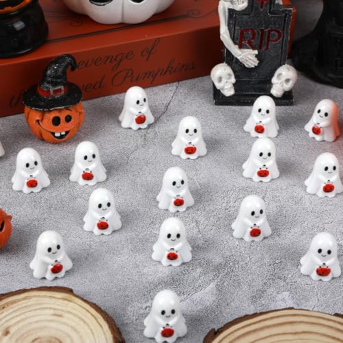 56 Pcs Halloween Mini Resin Ghosts Figurines Tiny Ghosts - style: Ghost Pumpkin Basket Style