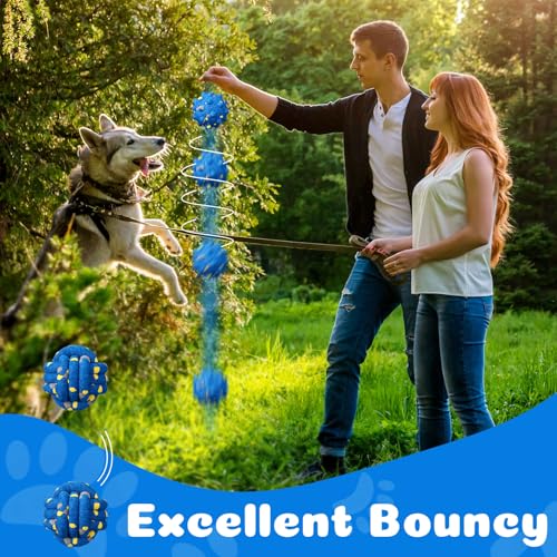 3 Pcs Teyva Dog Toys Balls Chew Fetch, Yarnball,Tennis,Round, Blue - color: Blue, size: Yarnball,Tennis,Round