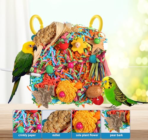 Bird Toys, Parakeet Toys Bird Foraging Toys Grass Mat Climbing Wall for Parakeet,Parrot,Cockatiel,Conure,Lovebird,Budgie Cage Small to Medium Birds (Twinkle Star) - color: Twinkle Star