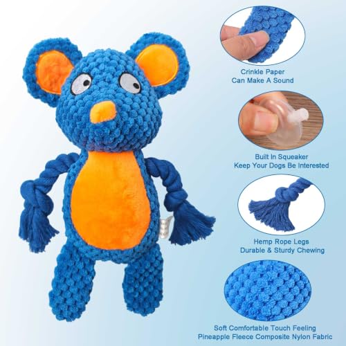 Dog Toys, Dog Squeaker Toys with Crinkle Paper (Blue Mouse) - color: Blue Mouse
