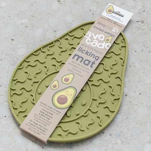 Enrichment Lick Mat: Avocado - Grooved Dog Feeding Pad, Food Grade Silicone, Spread Food Or Treats onto The Mat, Pet Soothing, Suction Back - style: Avocado