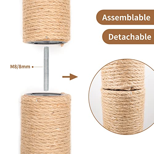 4PCS 12 Inch Cat Scratching Post with Natural Sisal Rope Cat Scratch Pole Scratching Tree Scratching Posts for Indoor Replacement Part Accessories for DIY Cat Tower Hammock