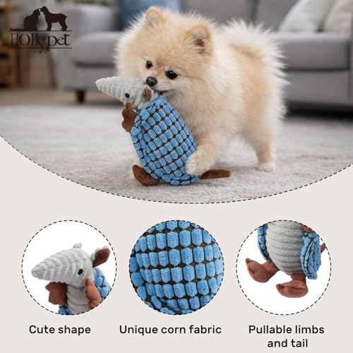 Hollypet Armadillo Squeaky Puppy Dog Toys for Small Medium Dogs, 8" - color: Sea Foam, size: 8 IN