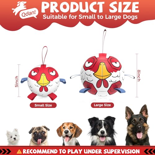QDAN Small Puppy Dog Soccer Ball with Straps, Durable Herding Toys, 5 Inch - color: Red, size: 5 Inch