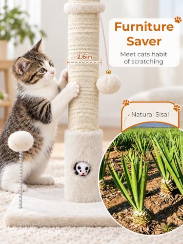 Woochpet Funny Cat Scratching Posts Sturdy Scratcher Posts 33'' Off White - color: Off White, size: 33‘’