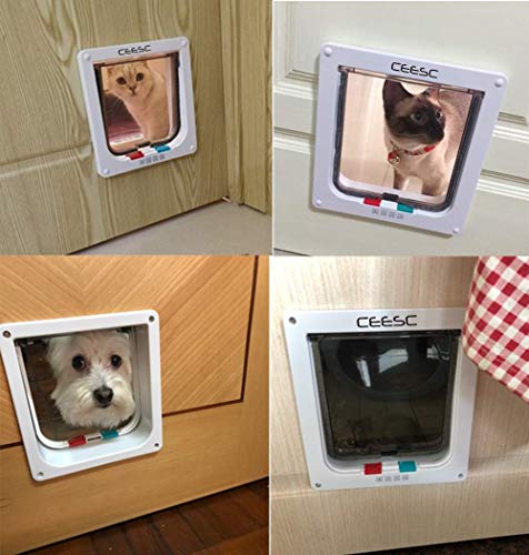 CEESC X-Large Cat Door for Pets up to 25 lbs, Weatherproof, White - color: White, size: XL- Inner size: 7.9"(W) x 8.7"(H)