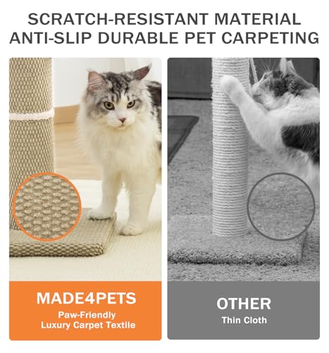 Made4Pets Cat Scratching Post, Carpet Cat Scratcher for Indoor Cats, 23.6" - color: Beige, size: 23.6"