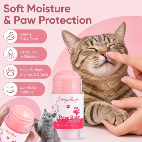 Cat Paw Balm, Lick-Safe Moisturizer for Dry Paws & Nose,1.41 oz - color: pink