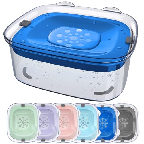AONKEY 3L No Spill Dog Water Bowl with Slow Drinking Disk(Navy Blue) - color: Navy Blue