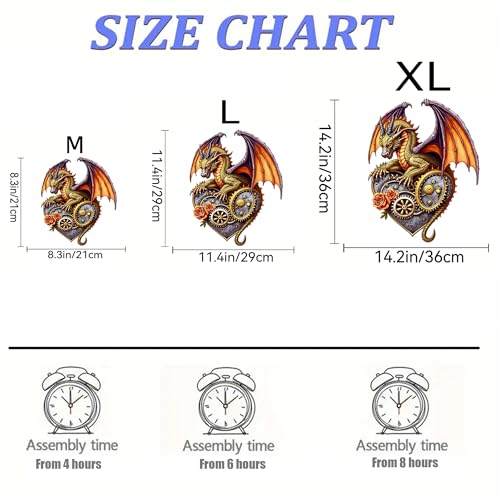 Jigsaw Puzzles,210 Pieces Flying Dragon Wooden Puzzles for Adults, Unique Shaped Plant Puzzles,Brain Teaser Family Flower Puzzle Game (Dragon, Medium) - color: Dragon, size: Medium