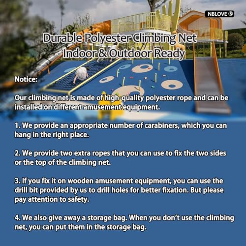 Outdoor & Indoor Premium Climbing Net - 8 Sizes Polyester Fiber. Easy Install with Extras. Handcrafted & Practical. Ideal Gift. (3ft x 9ft)