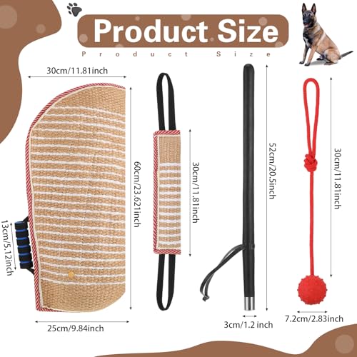 Leyndo 4 Pcs Dog Training Sleeve Set with Tug Pillow Stick Ball, Red - color: Red