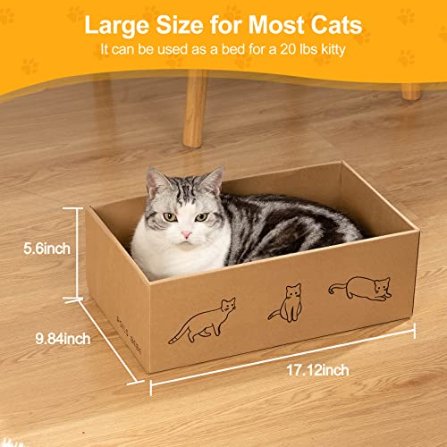 Poils bebe 5 PCS Cat Scratcher with Box, Reversible Cat Scratchers for Indoor Cats, Cardboard Cat Scratcher with Catnip, 2 Curved and 3 Flat Boards for Scratching Bed - size: 5 PCS Cat Scratcher Box