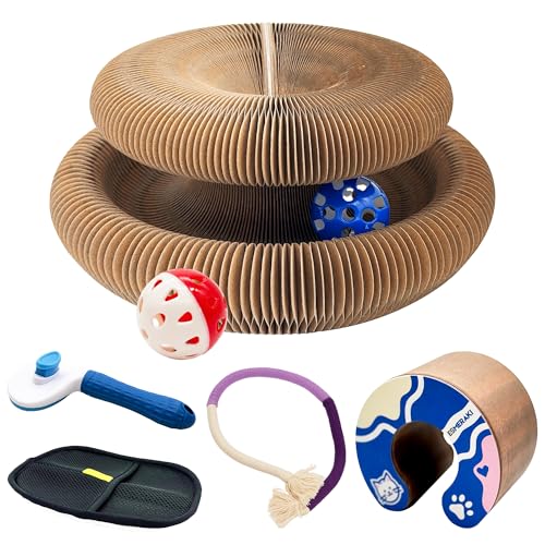 Flexible Cat Scratcher 5-Piece Bundle, Interactive Ball Track Cat Toy