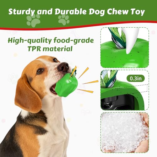 Tough Dog Chew Toys Indestructible Squeaky Toys for Aggressive Chewers Outdoor Swimming Interactive Tough Chew Toys for Medium and Large Dogs - color: Green Apple