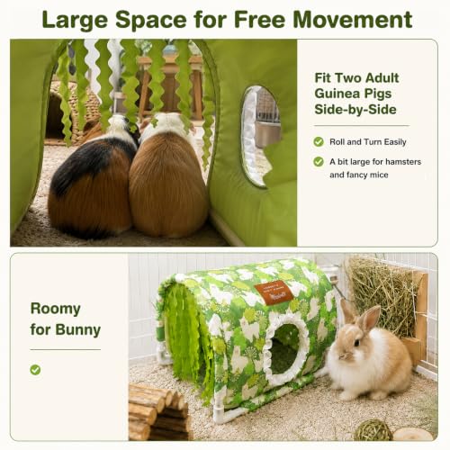 Guinea Pig Hideout Tunnel – Washable Small Animal Hide Tunnel - color: Green