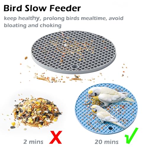 2Pcs Bird Foraging Toys, Slow Feeder Mats for Health, Dishwasher-Safe