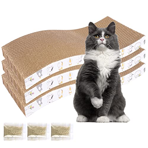 PatiencET 3 Pack Cat Scratcher Pad Recycle Corrugated Cat Scratching Pad - size: Waved - 3 Pack