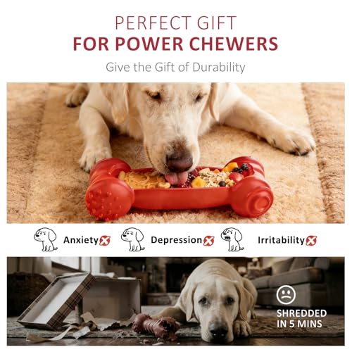 2-Pack Dog Toys Freeze Lick Bones Indestructible Dog Toys for Aggressive Chewers, Freezeable Slow Feeder for Teething Dental Care Toy Relief to Small/Medium Breeds Dog Bone Keep Busy