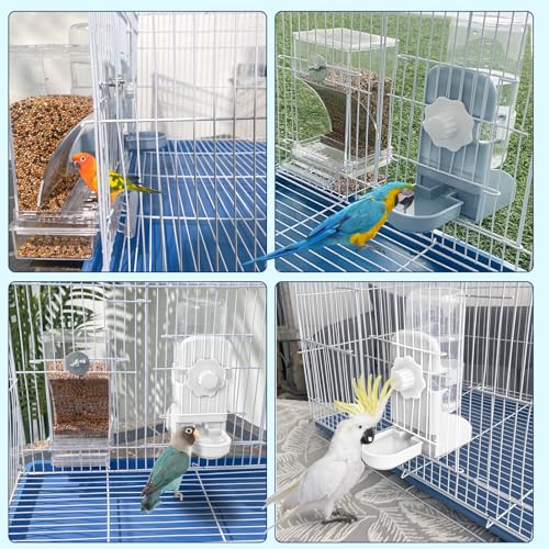 Lemtrflo No Mess Bird Feeder Water Dispenser Set, Automatic Bird Feeder - color: White