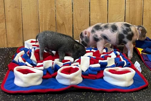Interactive Dog Snuffle Mat for Mental Stimulation and Enrichment for Dogs Pigs Rabbits Cats and Other Pets (Red White & Blue)