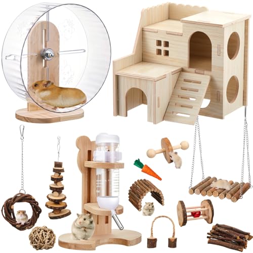 18 Pcs Hamster Accessories for Cages 10 Kinds Hamster Toys Set - style: Mixed Play Style