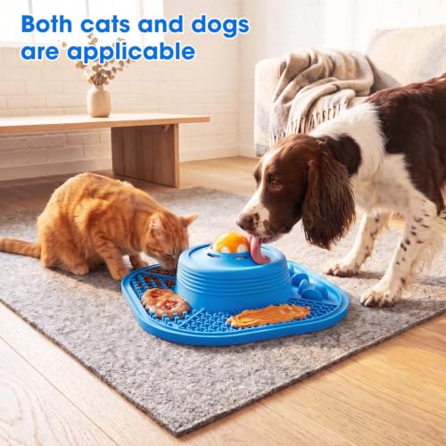 VIOWEY 3-in-1 Dog Slow Feeder Bowl, 10-Inch Removable Large Non-Slip Feeder - color: Blue