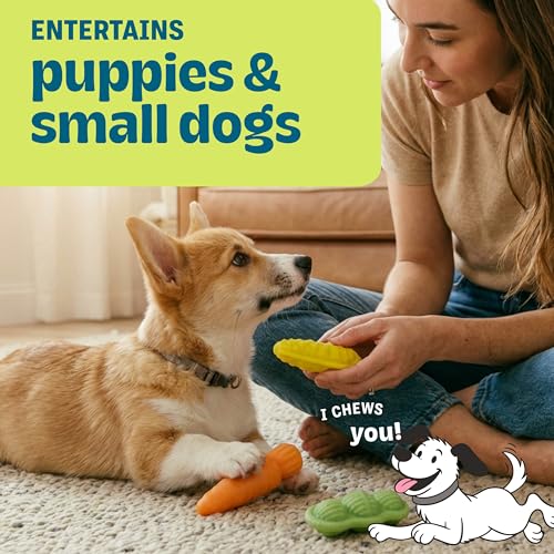 Flex-Force Veggie Dog Chew Toy for Moderate Chewers, 3-Pack, 4.9"